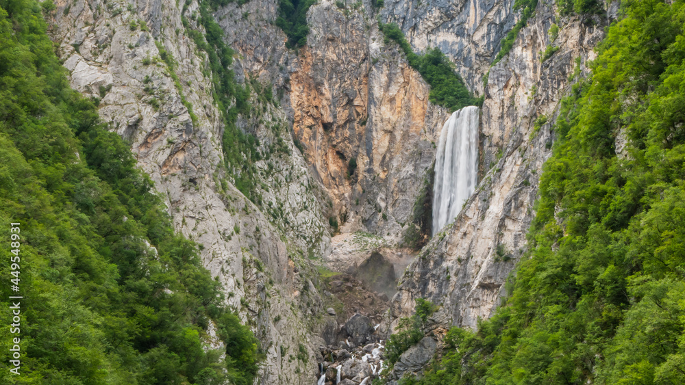 Waterfall Boka near Soca river in Slovenia Waterfall Boka near Soca river in Slovenia