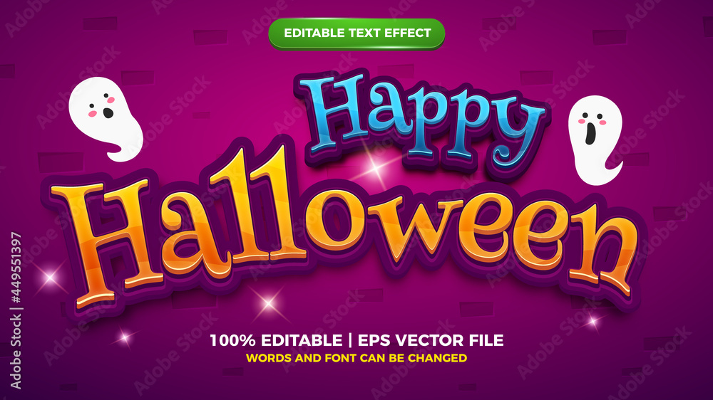 Obraz premium Editable text effect - Happy Halloween comic cartoon game template style