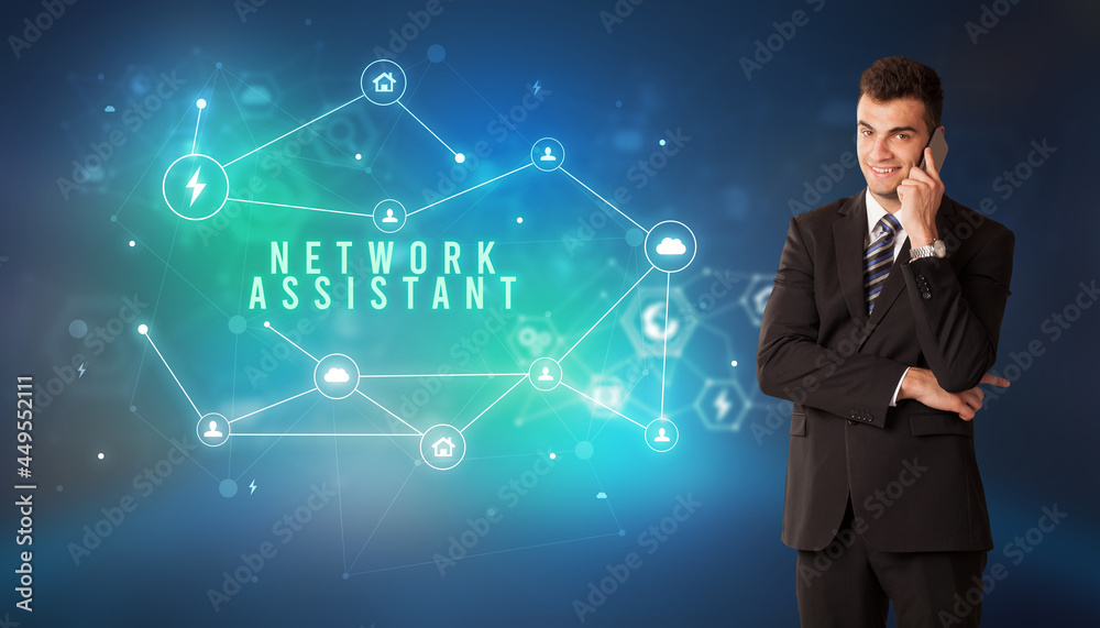 Businessman thinking about technology concept Businessman thinking about technology concept