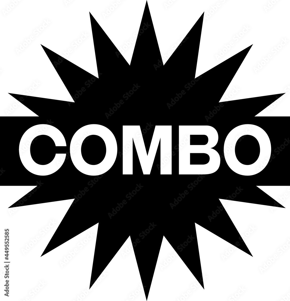 Fototapeta premium combo black on white sign. promotion black star, explosion sign with word combo on it. Promotion sticker, label.