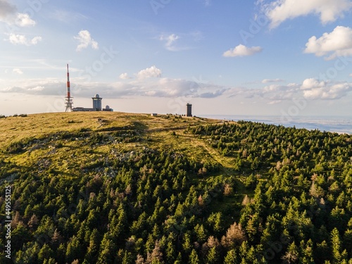 The Brocken, also called Blocksberg, is the highest mountain in the Harz and in all of Northern Germany with a height of 1141.2 meters photo