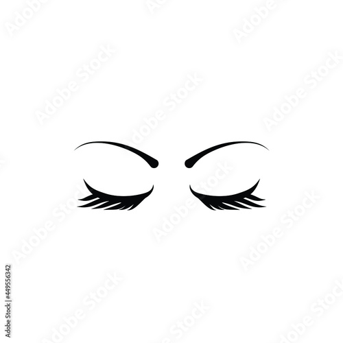 beauty natural long lash extensions closed eye logo design