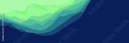 sunrise color landscape flat design vector illustration of mountain scenery good for web banner, blog banner, tourism poster design, tourism ads banner and social media template design