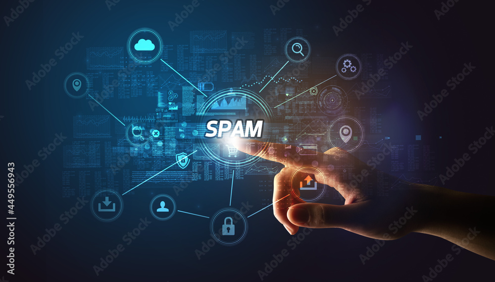 Hand touching cybersecurity button concept Hand touching cybersecurity button concept