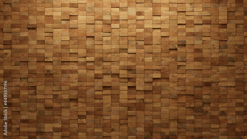Rectangular, 3D Wall background with tiles. Timber, tile Wallpaper with Natural, Wood blocks. 3D Render Rectangular, 3D Wall background with tiles. Timber, tile Wallpaper with Natural, Wood blocks. 3D Render