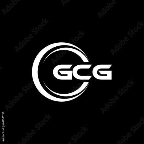 GCG letter logo design with black background in illustrator, vector logo modern alphabet font overlap style. calligraphy designs for logo, Poster, Invitation, etc.