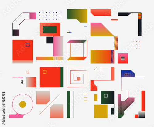 Generative Design Artwork of Abstract Vector Generated Shapes Composition