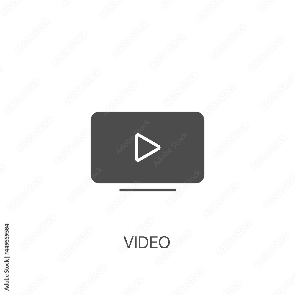 Monitor with play sign vector icon. Line sign Monitor with play sign vector icon. Line sign