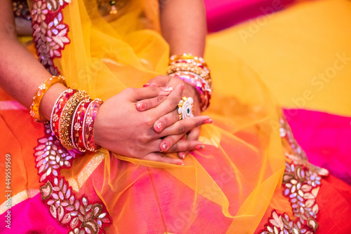traditional colorful  saree , bride , hindu wedding , Rajasthan, royal India  © N | R