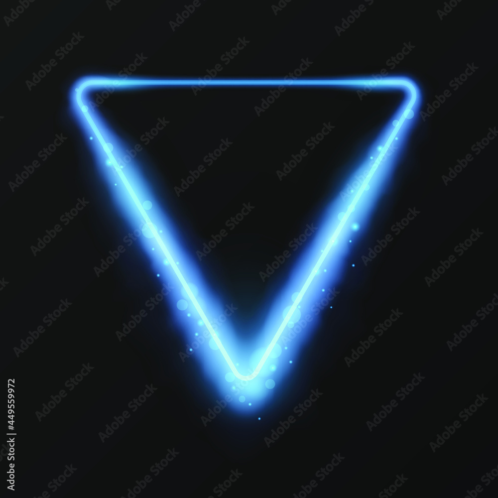 Triangle frame with bokeh effect. Blue magic clouds and glowing sparkles. Neon frame effect, glowing glares with glitter. Eps10 vector Triangle frame with bokeh effect. Blue magic clouds and glowing sparkles. Neon frame effect, glowing glares with glitter. Eps10 vector