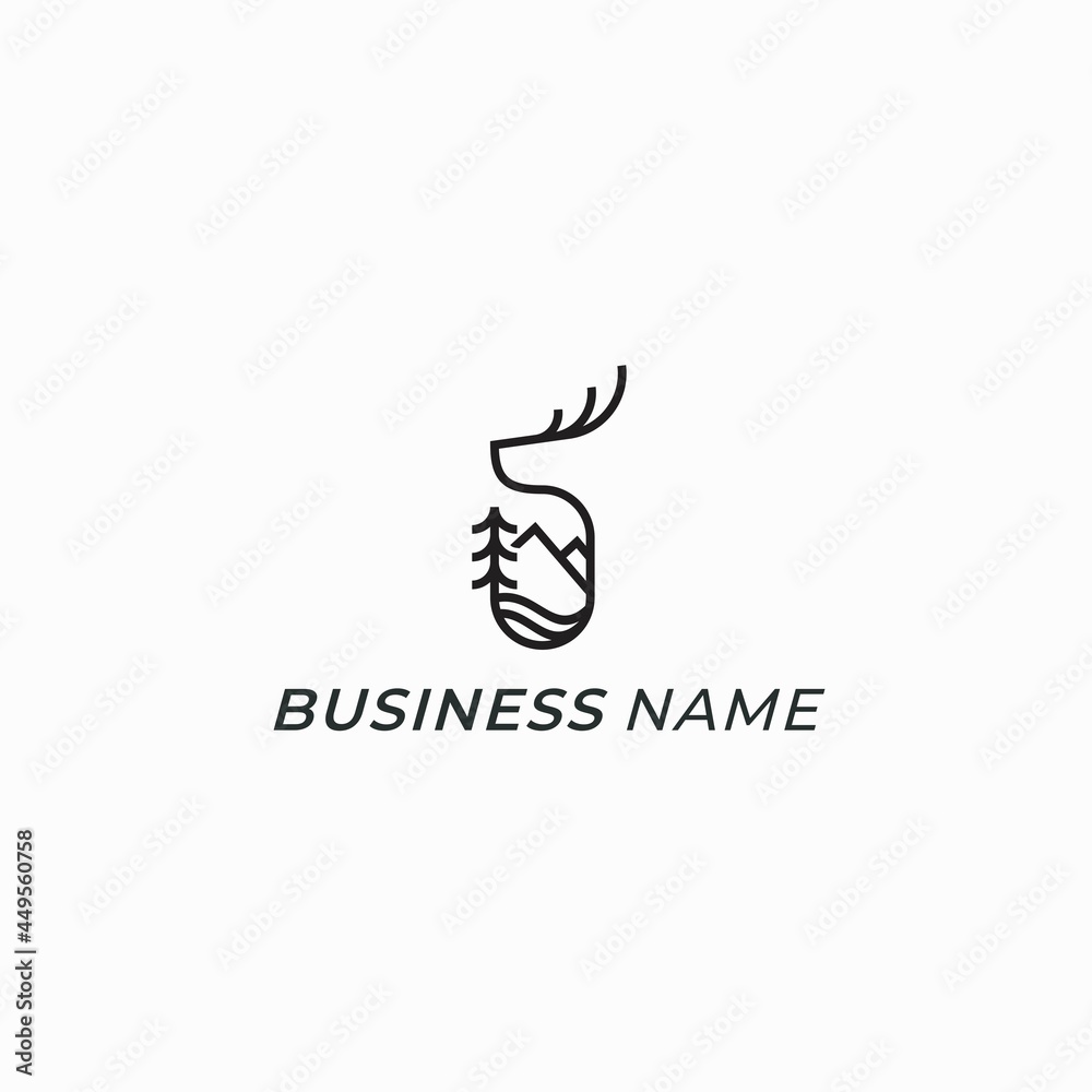 Obraz premium design logo creative deer and mountain
