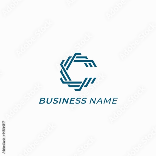 design logo line and bold letter C