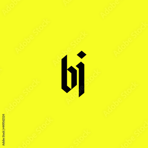 creative bj letter logo vector design with yellow background