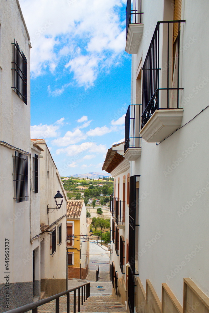 Pretty narrow streets on a sunny day in Vélez-Rubio, Almería