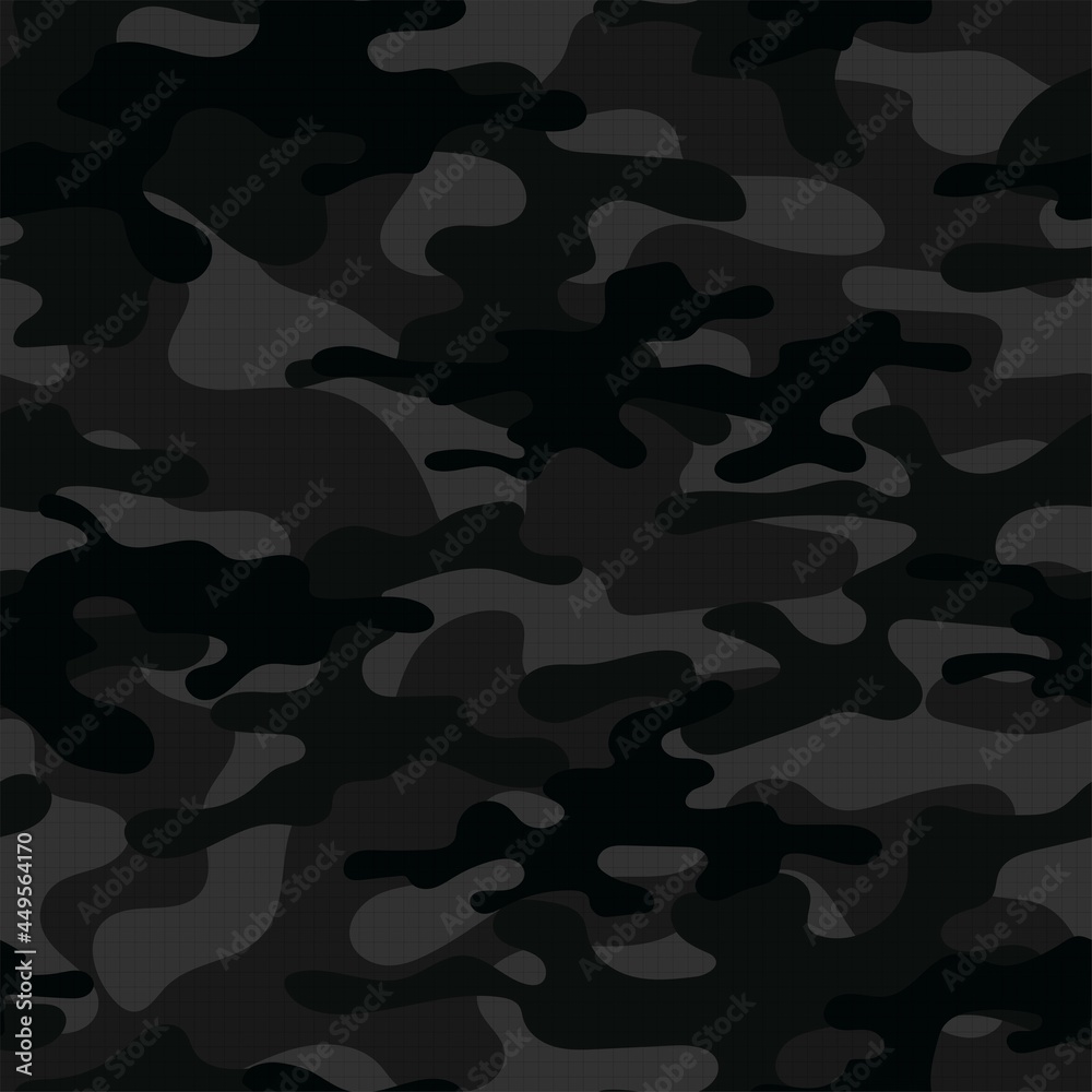 black Camouflage texture seamless pattern with grid. Abstract modern endless military bacnground for fabric and fashion textile print. Vector illustration. black Camouflage texture seamless pattern with grid. Abstract modern endless military bacnground for fabric and fashion textile print. Vector illustration.