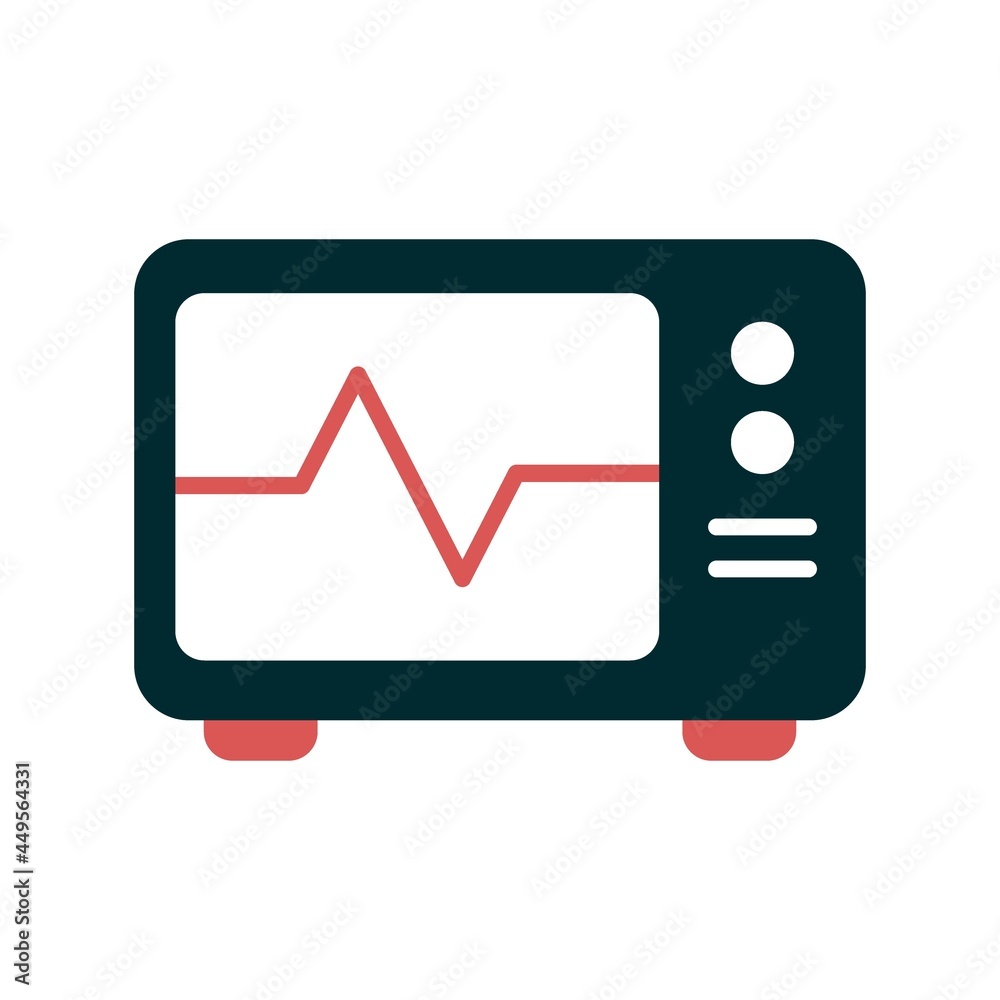 ECG Monitor Glyph Two Colour Vector Icon Design ECG Monitor Glyph Two Colour Vector Icon Design