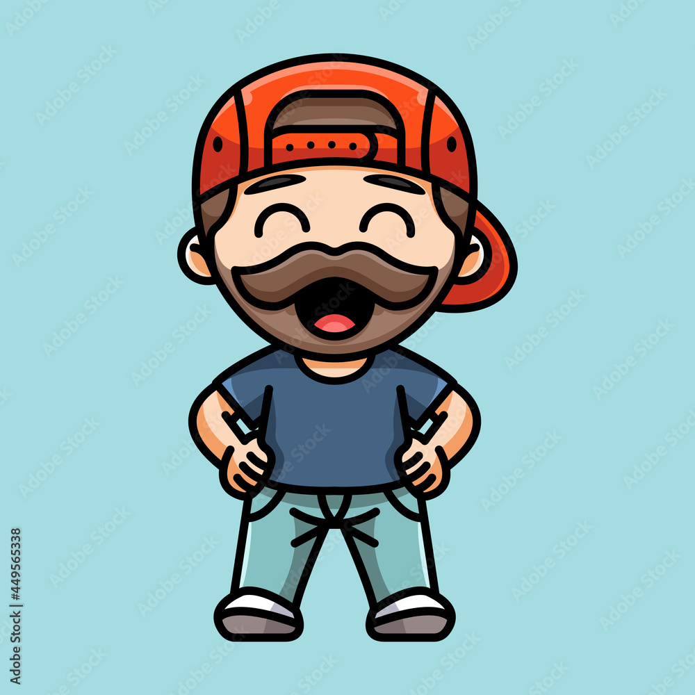 CUTE BEARDED MAN FOR CHARACTER, ICON, LOGO, STICKER AND ILLUSTRATION.