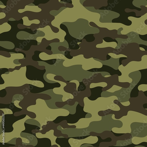 Camouflage green background. Seamless pattern vector