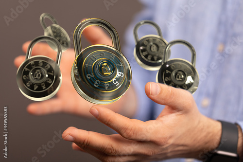 padlocks -Technology security concept background.