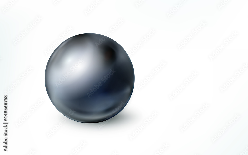 Nickel plating or oxidation realistic metal sphere isolated on white background. Orb. Grey polished glossy ball, chrome metallic circle object. Vector illustration.