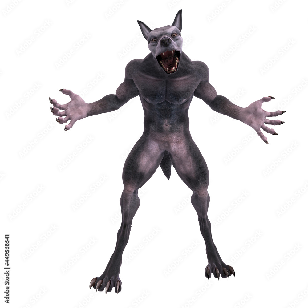 3d-illustration of an isolated giant fantasy werewolf creature 3d-illustration of an isolated giant fantasy werewolf creature