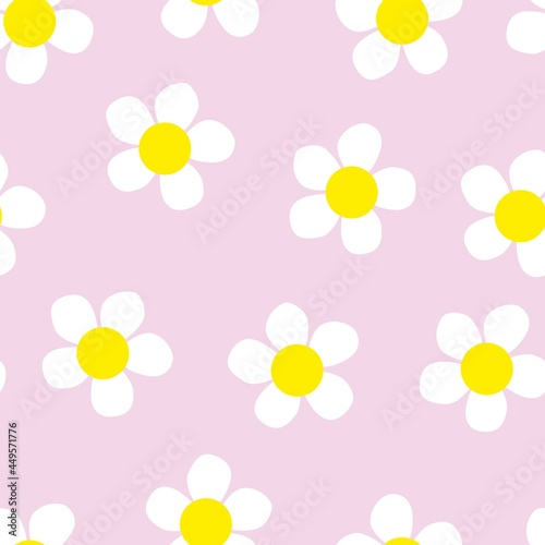 flowers seamless print. white daisies vector print for clothes or prints