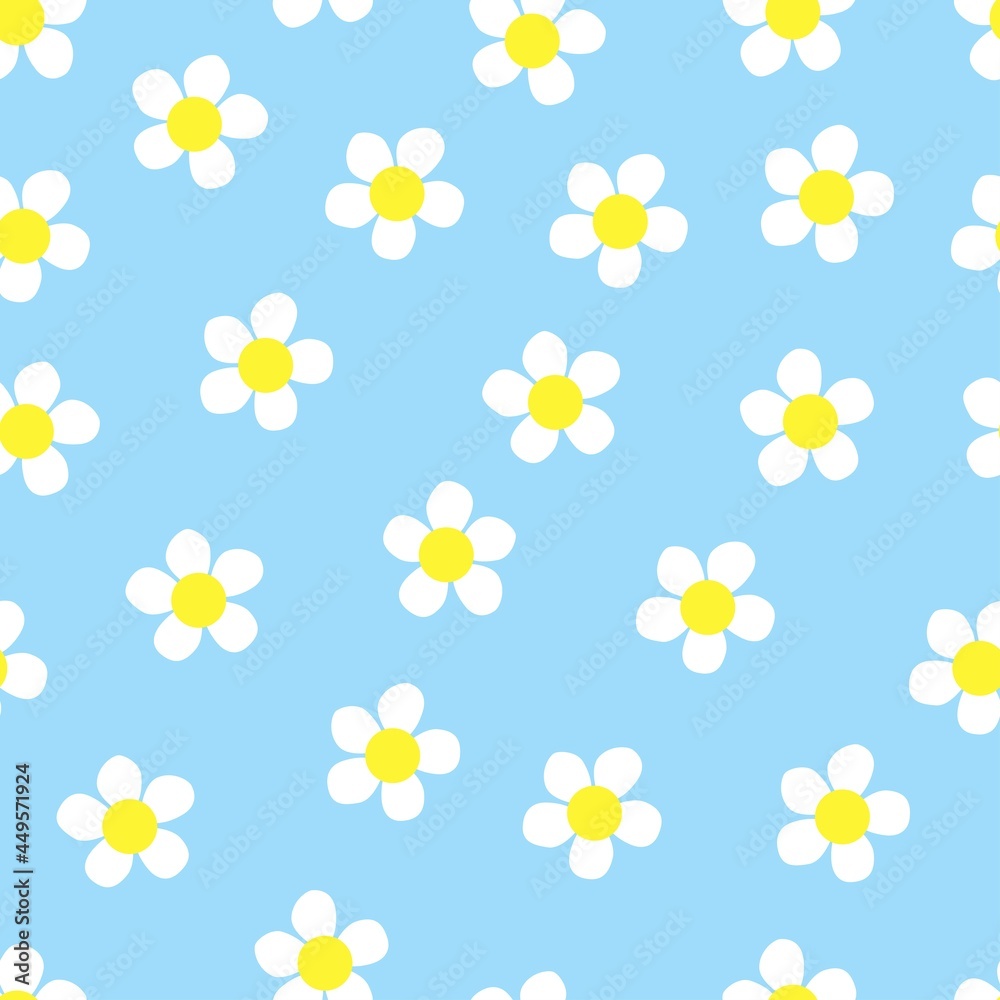 flowers seamless print. white daisies vector print for clothes or prints flowers seamless print. white daisies vector print for clothes or prints