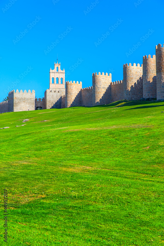 Medieval city walls of Avila in Spain