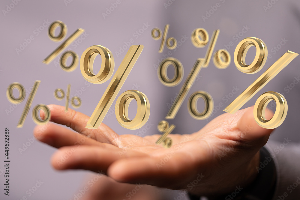 Fototapeta premium Sales icons floating in the air 3D rendering.