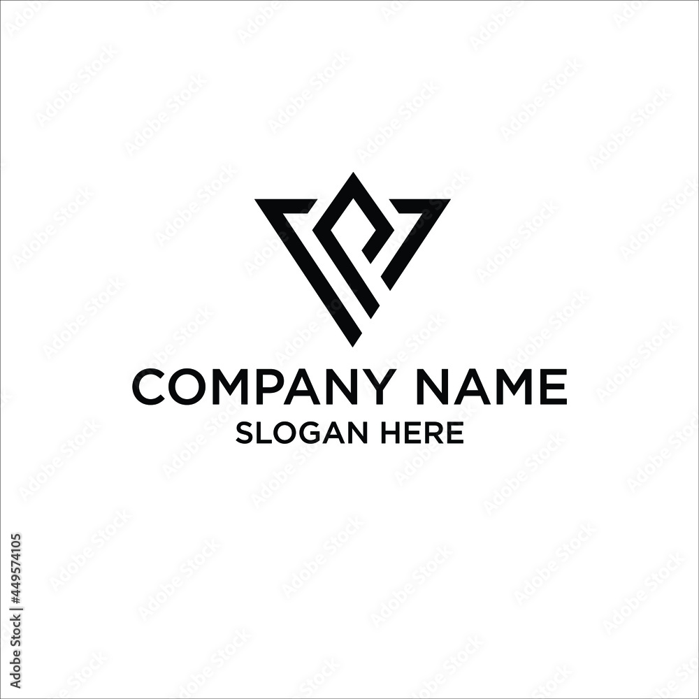 PV TRIENGLE logo design in vector for Awesome minimal trendy professional logo design template on black color..