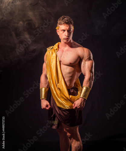 Greek god or Roman aristocrat looking at camera
