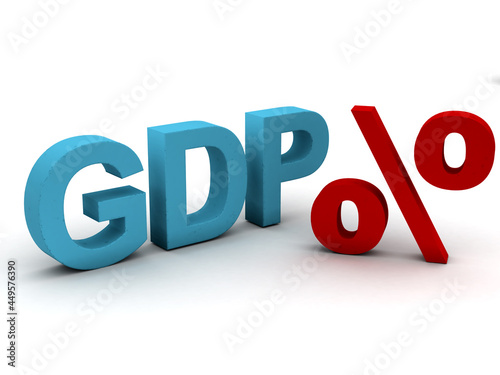 3d rendering word GDP with percentage sign