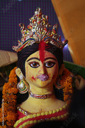 Idol of Hindu Goddess Durga during Bengal's Durga Puja festival