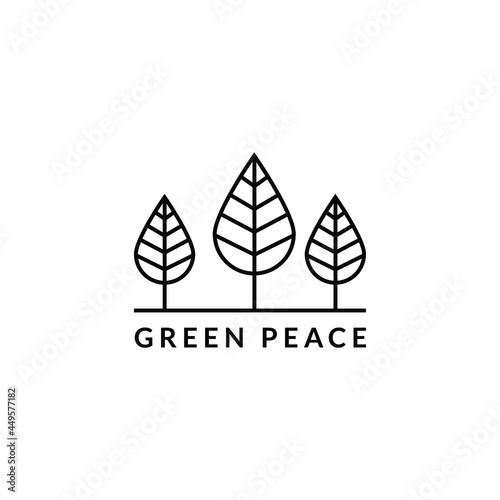 Logo Outline Black Leaf Tree Nature Organic Plant Template