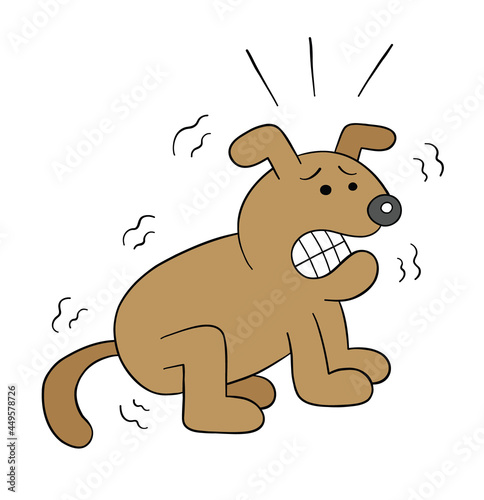 Cartoon dog is very scared  vector illustration