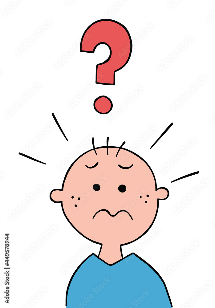 Cartoon little boy confused, vector illustration Cartoon little boy confused, vector illustration