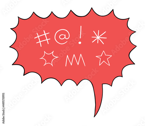 Cartoon swearing, bad words, insult on exclamation bubble, vector illustration