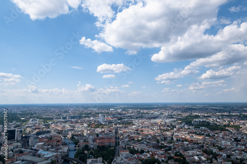 View over Berlin with Oranienburger Strasse (center of picture) and the Scheunenviertel (left) in the direction of the Berlin government district to the Moabit district. © Tobias Seeliger