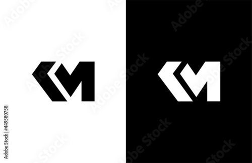 Simple Bold Initial KM Vector Logogram photo