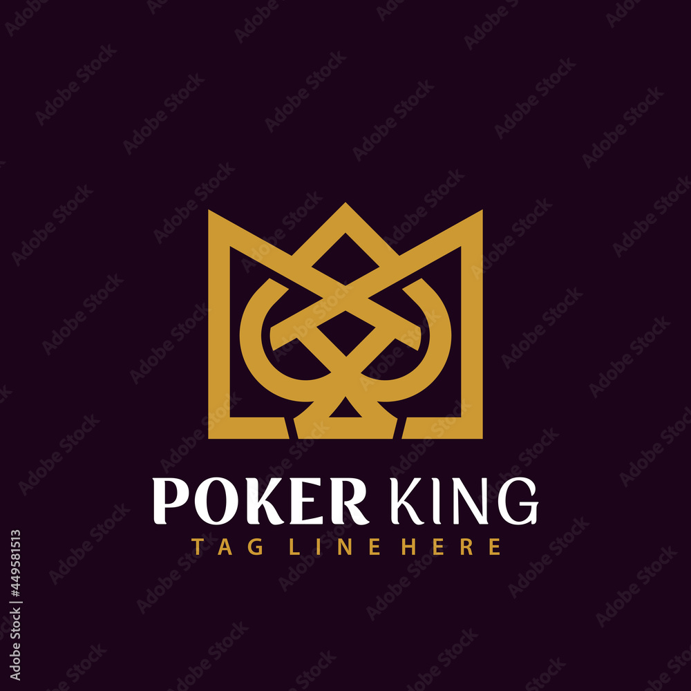 Gold Poker King Logo Design, Abstract Logos Designs Vector Concept for Template Gold Poker King Logo Design, Abstract Logos Designs Vector Concept for Template