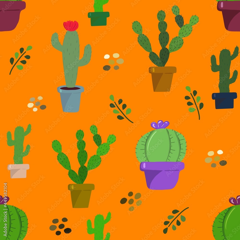 Seamless pattern with cacti . The illustration is drawn with live lines by hand in the doodle style. Design for clothing fabric and other items. Seamless pattern with cacti . The illustration is drawn with live lines by hand in the doodle style. Design for clothing fabric and other items.