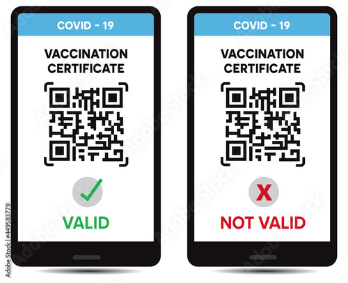 vaccine covid-19 passport card qr code design vector