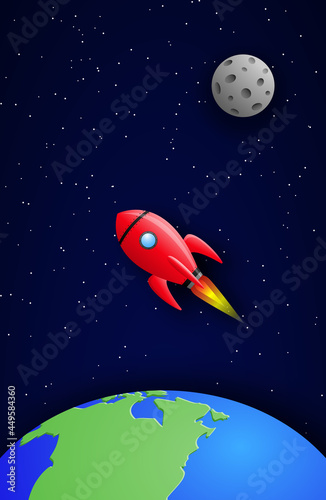 Space background in paper cut style