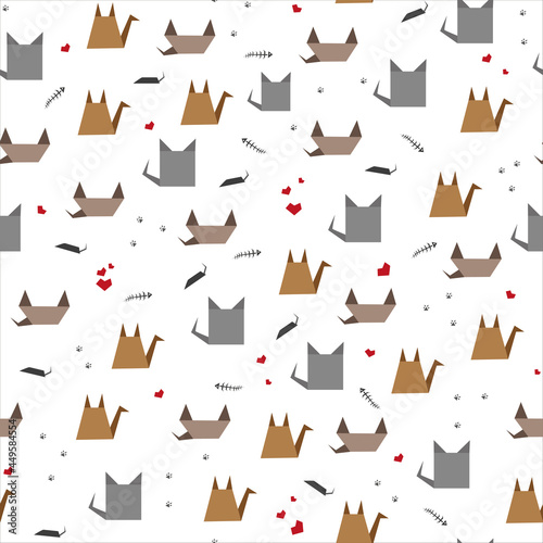 Fototapeta Naklejka Na Ścianę i Meble -  Background pattern simple geometric cats.