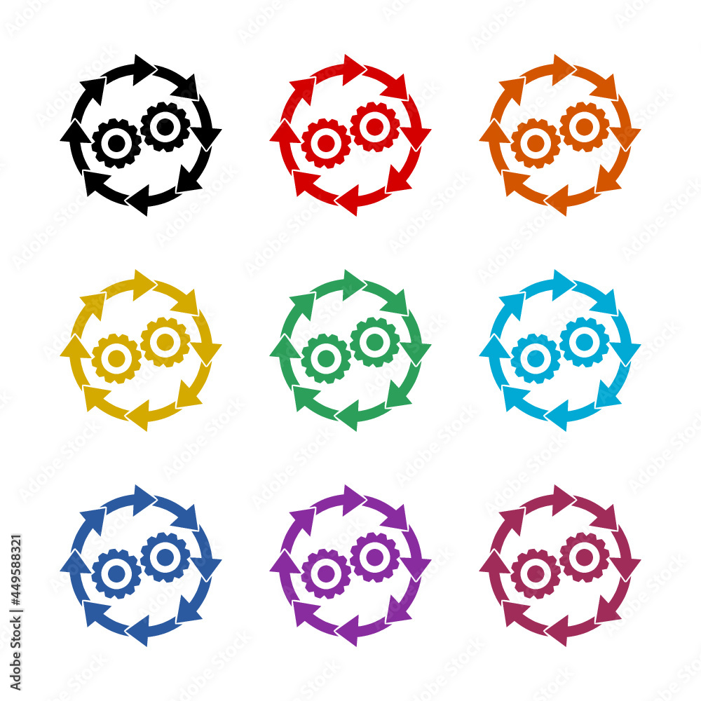Processing color icon set isolated on white background Processing color icon set isolated on white background