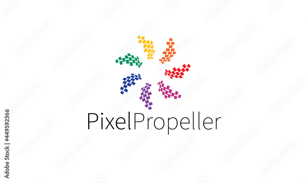 Premium vector logo 3D pixelate technology industry