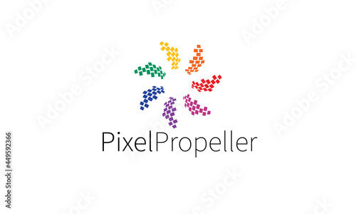 Premium vector logo 3D pixelate technology industry