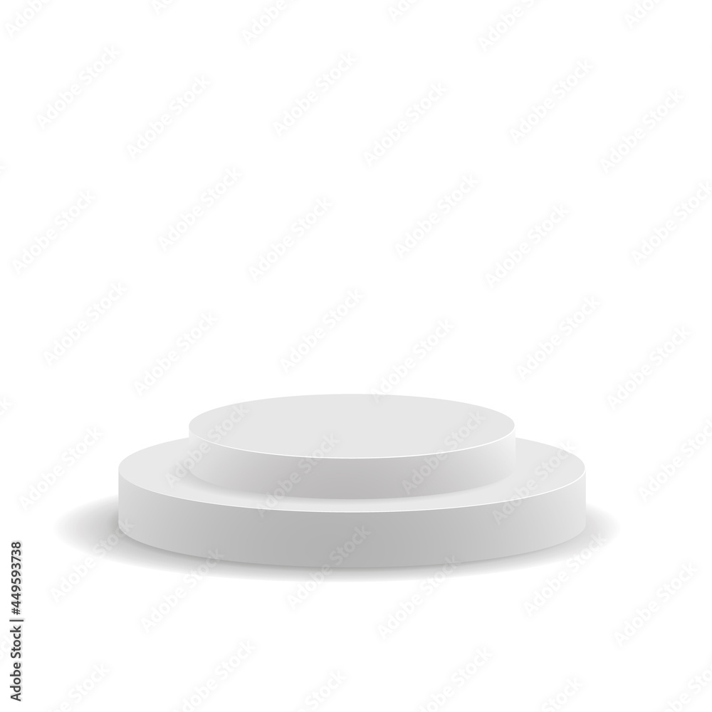 Podium scene or 3D round pillar stand scene and winner pedestal in studio on vector gray or white minimal background. Podium scene or 3D round pillar stand scene and winner pedestal in studio on vector gray or white minimal background.