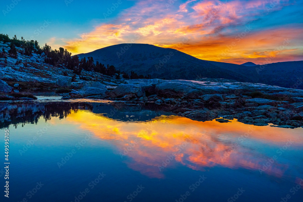 Sunset in the Mountains, lake, reflection