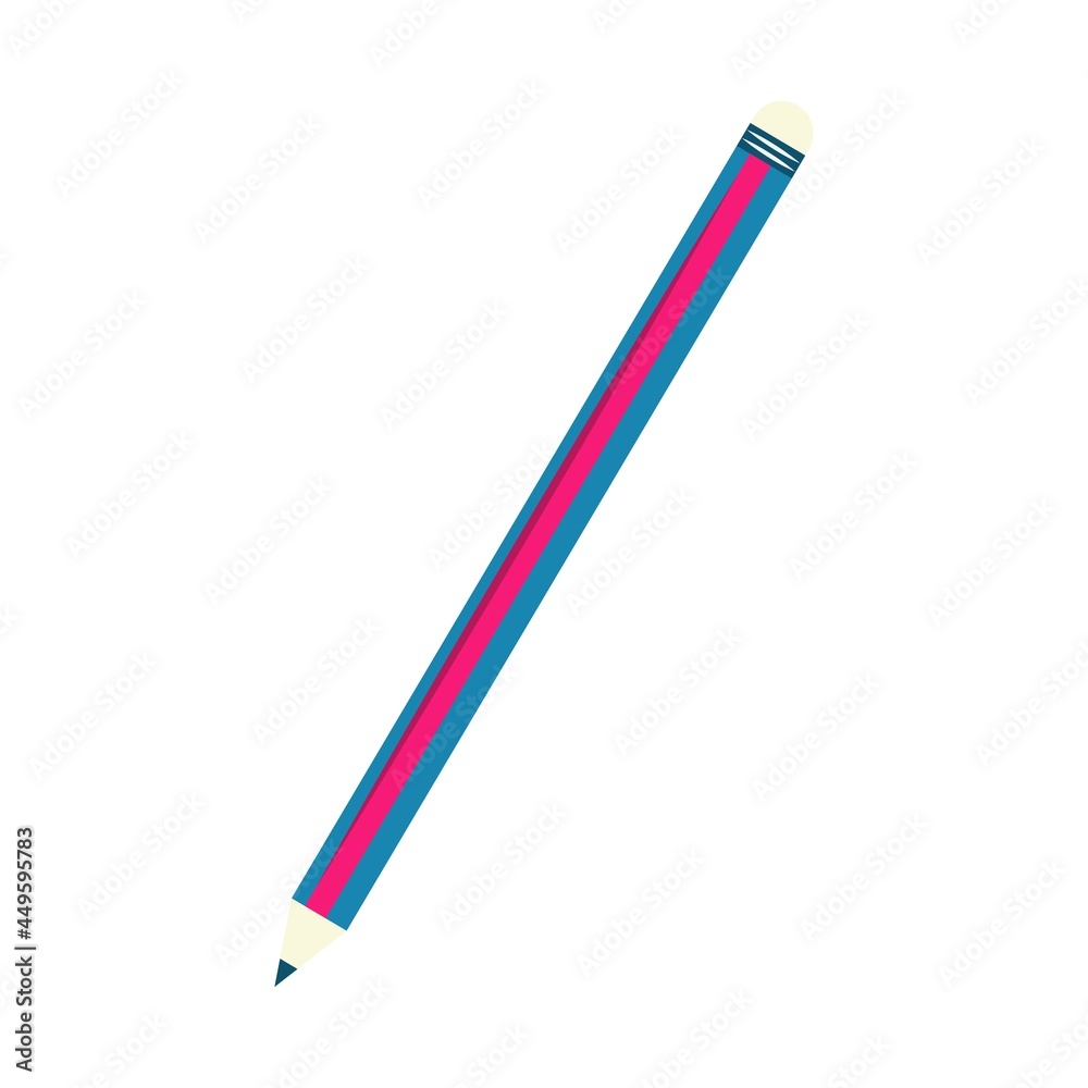 Simple pencil isolated on white background. Vector flat illustration. Subject of office supplies, education, office Simple pencil isolated on white background. Vector flat illustration. Subject of office supplies, education, office